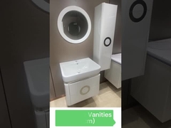 Lavabo integrado de cerámica circular de encargo de los gabinetes de cuarto de baño del PVC del espejo